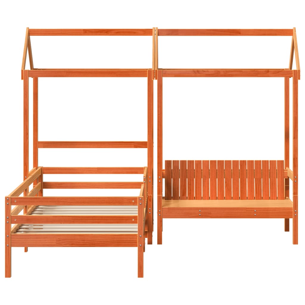 Kinderbed met huisje massief grenenhout wasbruin 90x200 cm is nu te koop bij PeponiXL, paradijselijk wonen!