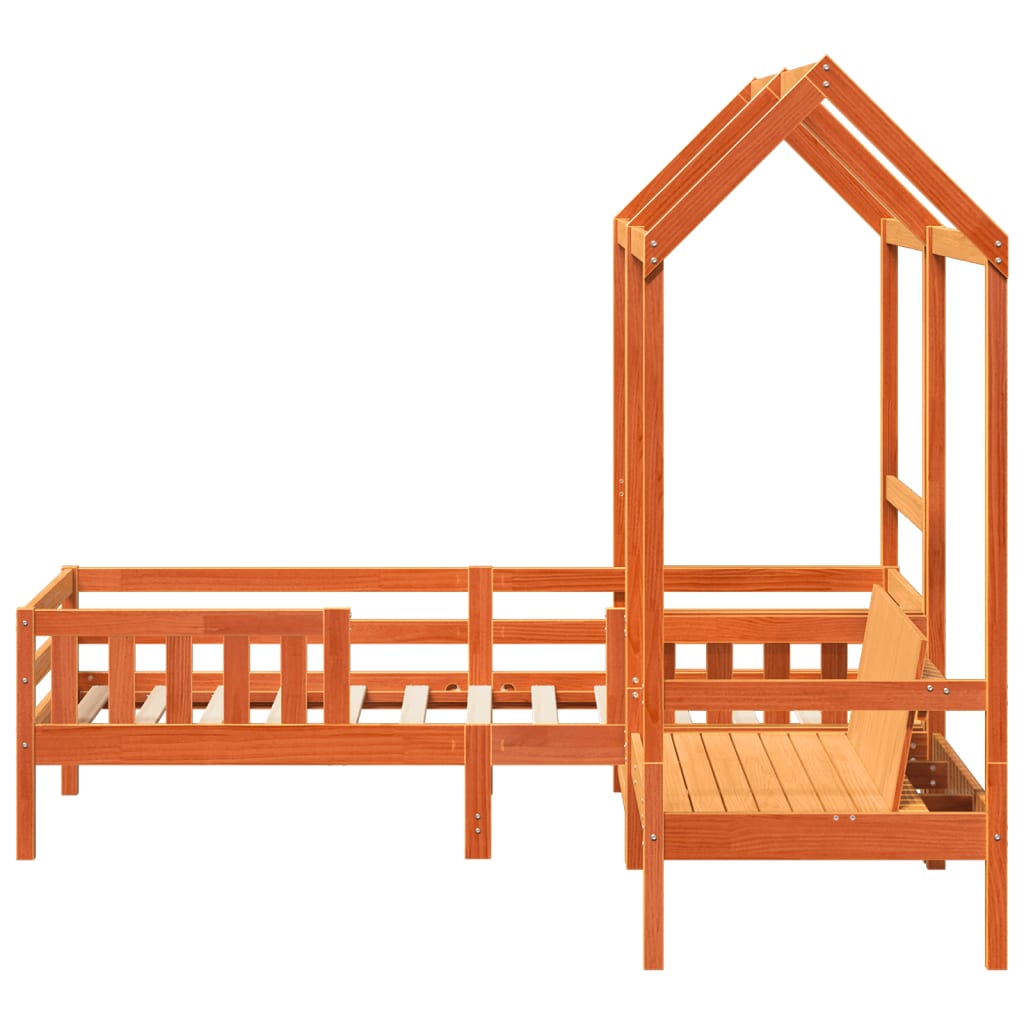 Kinderbed met huisje massief grenenhout wasbruin 90x200 cm is nu te koop bij PeponiXL, paradijselijk wonen!