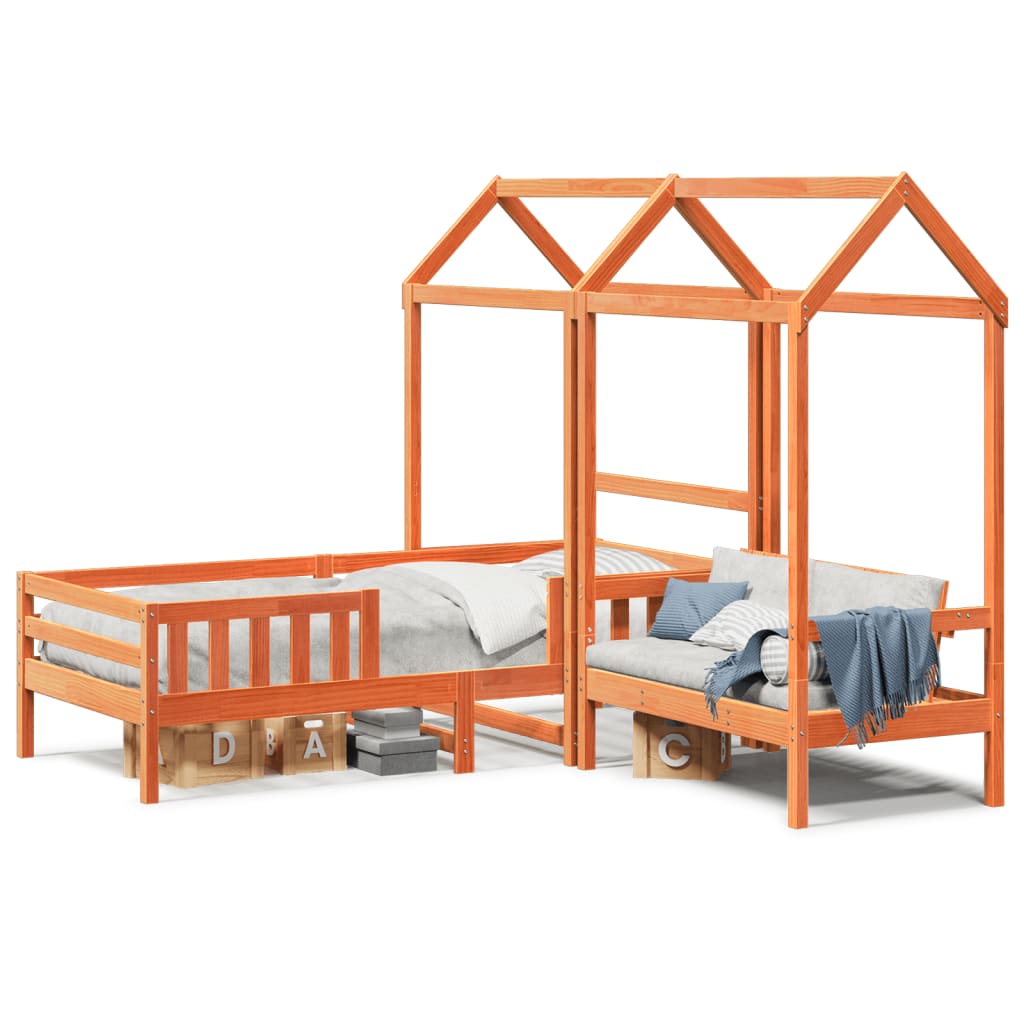 Kinderbed met huisje massief grenenhout wasbruin 80x200 cm is nu te koop bij PeponiXL, paradijselijk wonen!