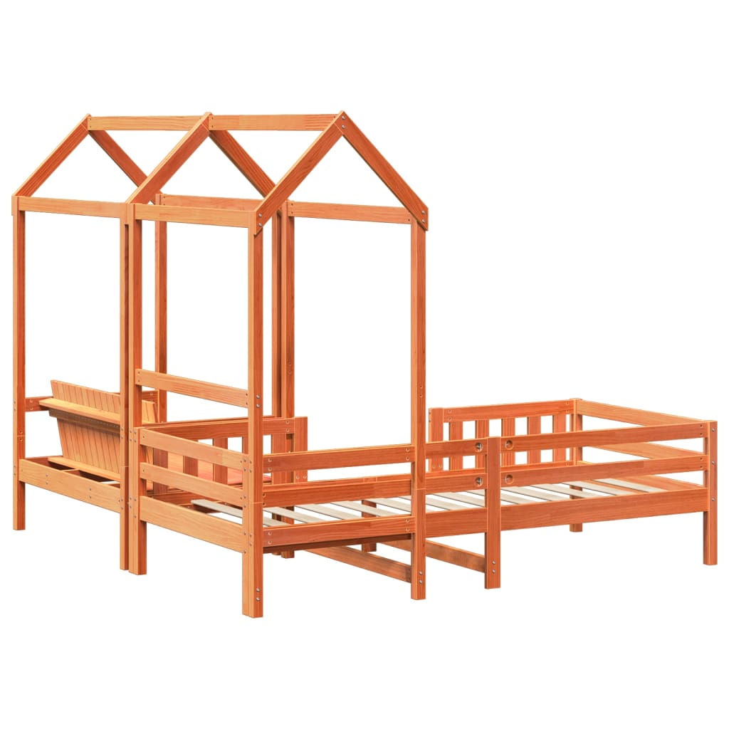 Kinderbed met huisje massief grenenhout wasbruin 90x190 cm is nu te koop bij PeponiXL, paradijselijk wonen!