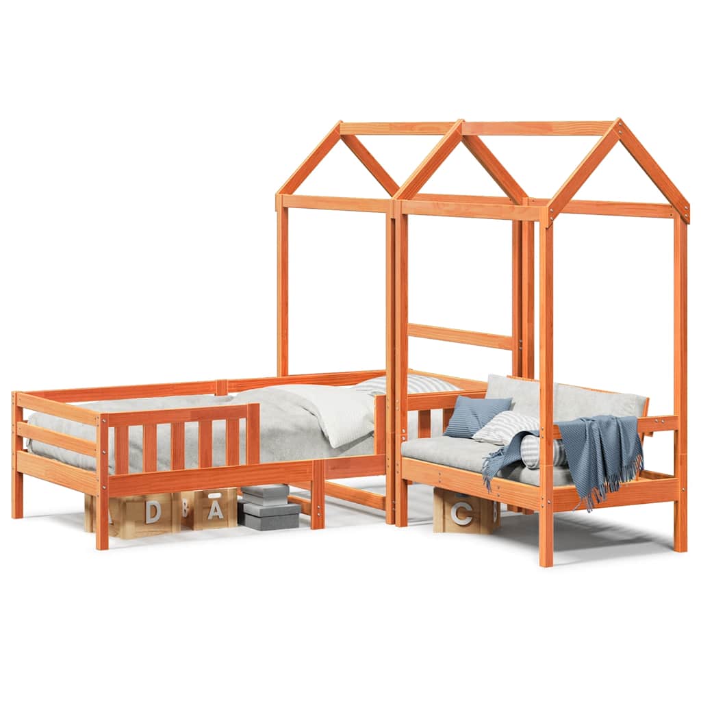 Kinderbed met dak massief grenenhout wasbruin 75x190 cm is nu te koop bij PeponiXL, paradijselijk wonen!