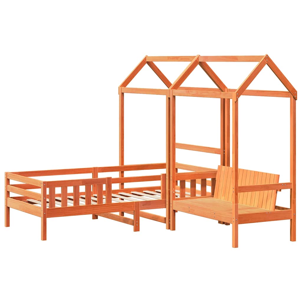 Kinderbed met dak massief grenenhout wasbruin 75x190 cm is nu te koop bij PeponiXL, paradijselijk wonen!