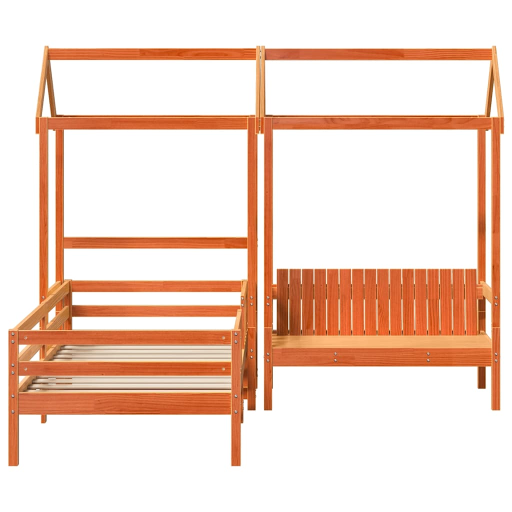 Kinderbed met dak massief grenenhout wasbruin 75x190 cm is nu te koop bij PeponiXL, paradijselijk wonen!