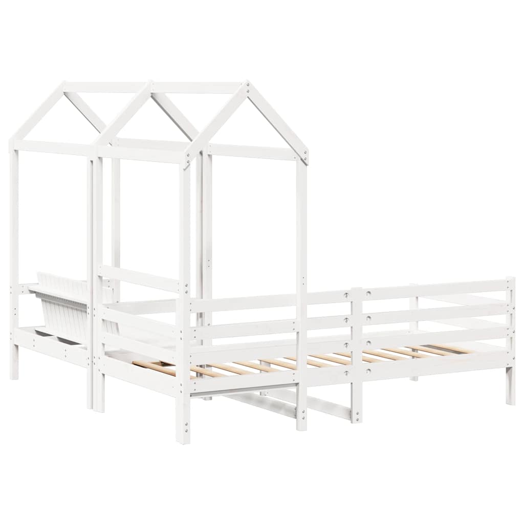 Kinderbed met huisje en bankje massief grenenhout wit 80x200 cm is nu te koop bij PeponiXL, paradijselijk wonen!