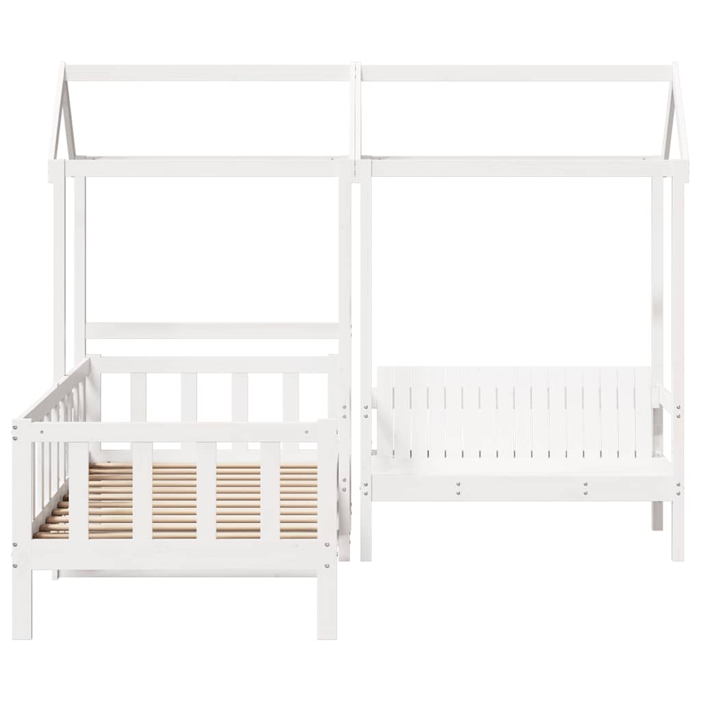 Kinderbed met huisje en bankje massief grenenhout wit 80x200 cm is nu te koop bij PeponiXL, paradijselijk wonen!