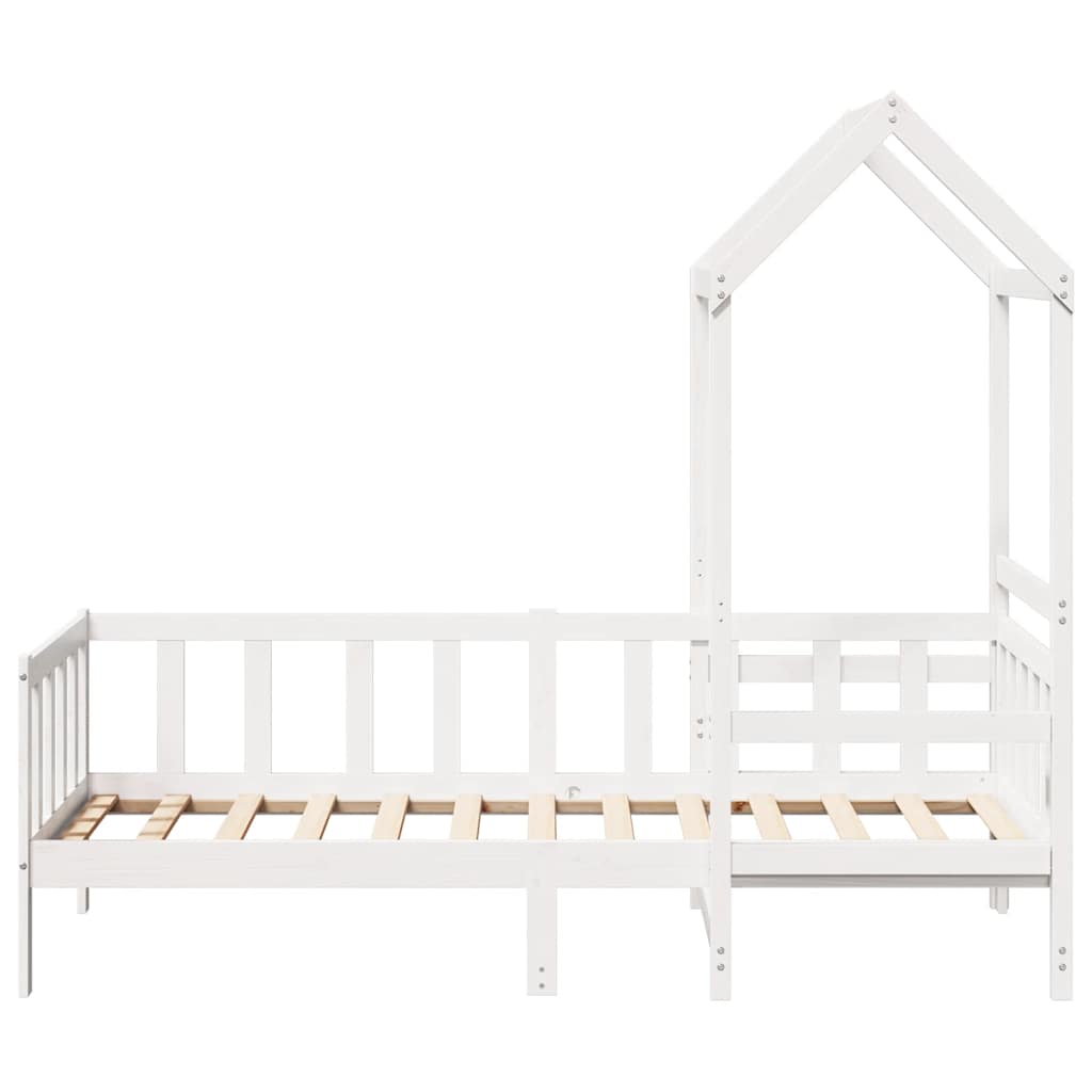Kinderbed met huisje en bankje massief grenenhout wit 80x200 cm is nu te koop bij PeponiXL, paradijselijk wonen!