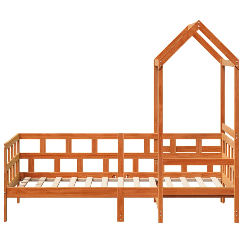 Kinderbed met huisje massief grenenhout wasbruin 90x200 cm is nu te koop bij PeponiXL, paradijselijk wonen!