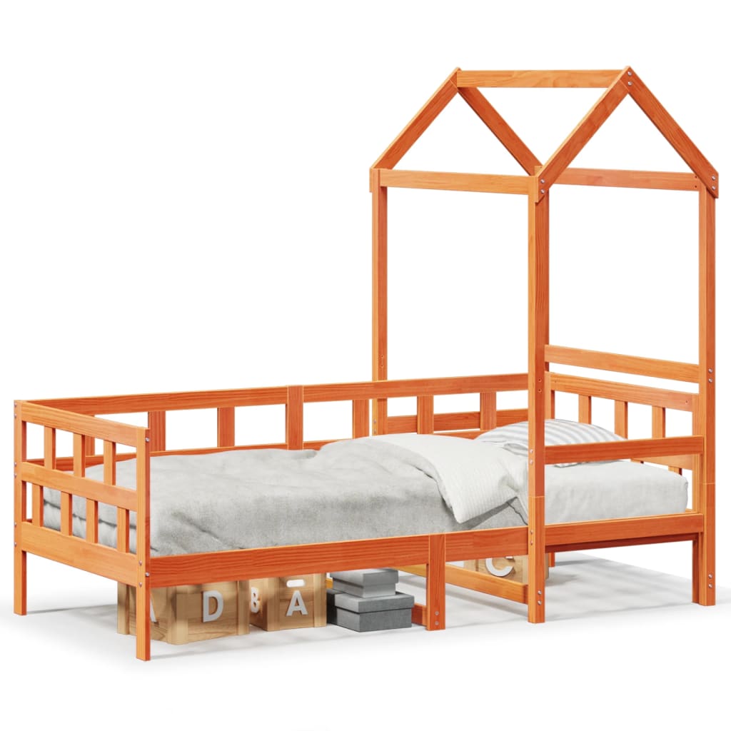 Kinderbed met huisje massief grenenhout wasbruin 80x200 cm is nu te koop bij PeponiXL, paradijselijk wonen!