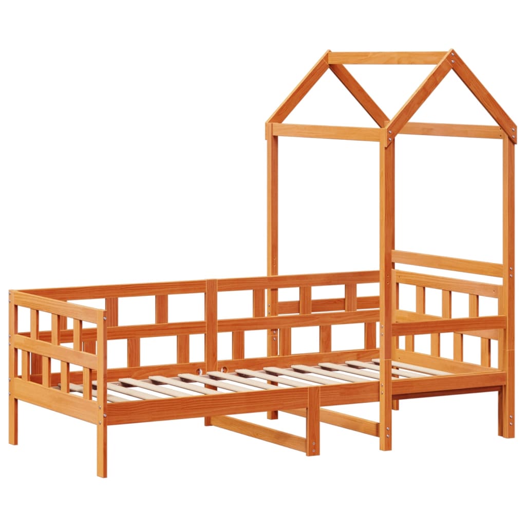 Kinderbed met huisje massief grenenhout wasbruin 80x200 cm is nu te koop bij PeponiXL, paradijselijk wonen!