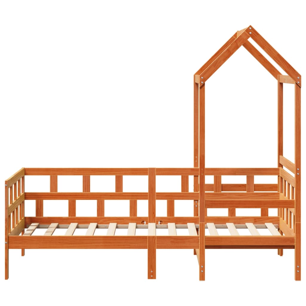 Kinderbed met huisje massief grenenhout wasbruin 80x200 cm is nu te koop bij PeponiXL, paradijselijk wonen!