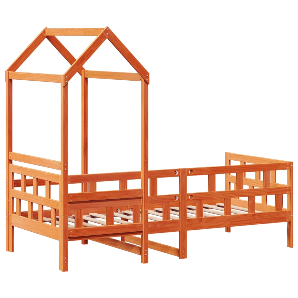 Kinderbed met huisje massief grenenhout wasbruin 80x200 cm is nu te koop bij PeponiXL, paradijselijk wonen!