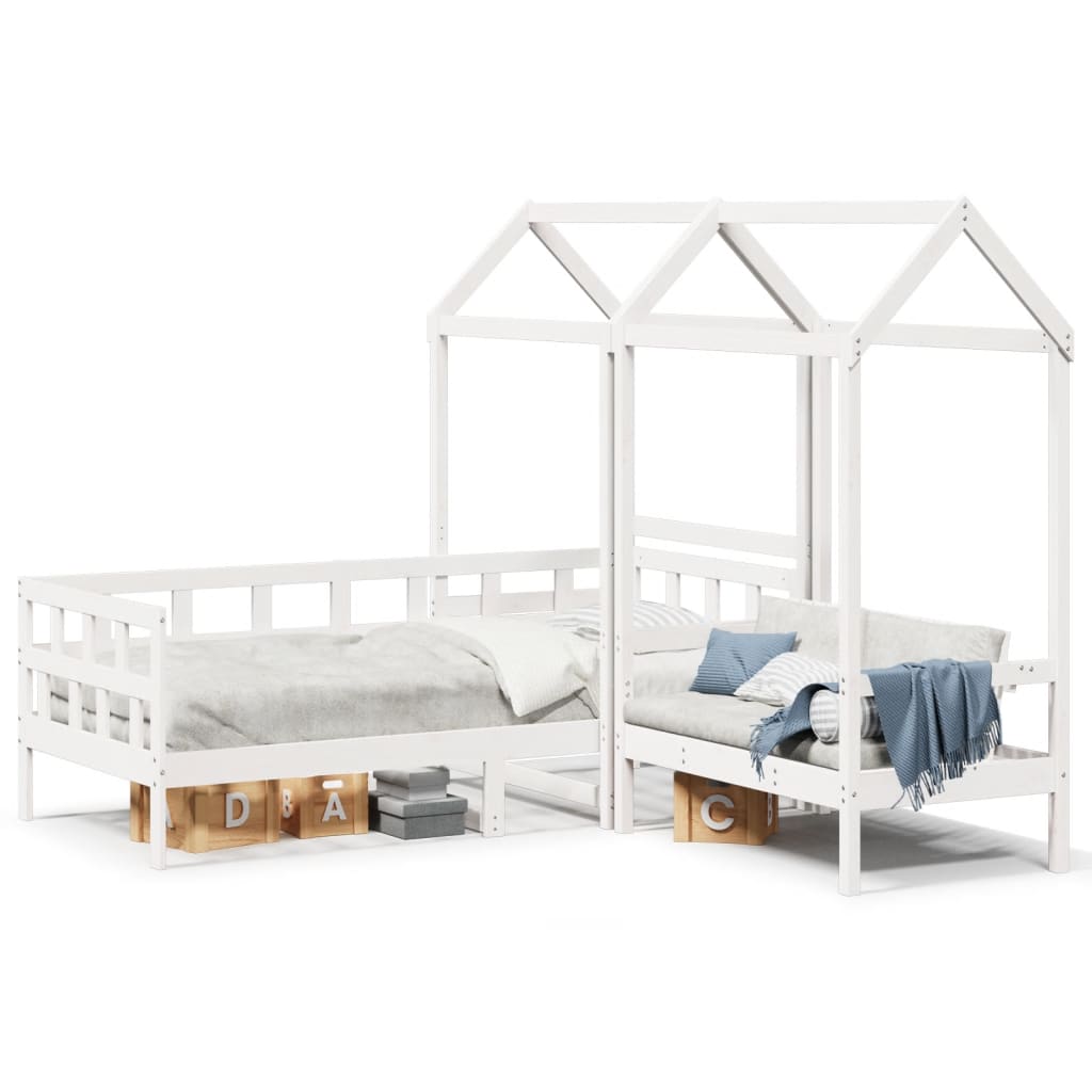 Kinderbedset met huisje massief grenenhout wit 80x200 cm is nu te koop bij PeponiXL, paradijselijk wonen!