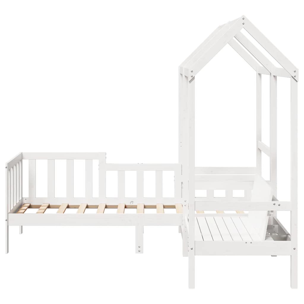 Kinderbed met huisje en bankje massief grenenhout wit 80x200 cm is nu te koop bij PeponiXL, paradijselijk wonen!