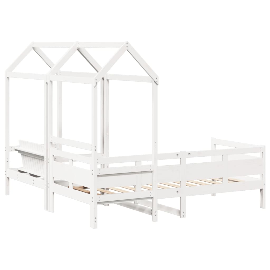 Kinderbed met huisje en bankje massief grenenhout wit 80x200 cm is nu te koop bij PeponiXL, paradijselijk wonen!