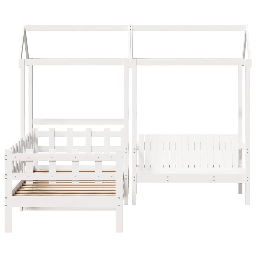 Kinderbed met huisje en bankje massief grenenhout wit 80x200 cm is nu te koop bij PeponiXL, paradijselijk wonen!