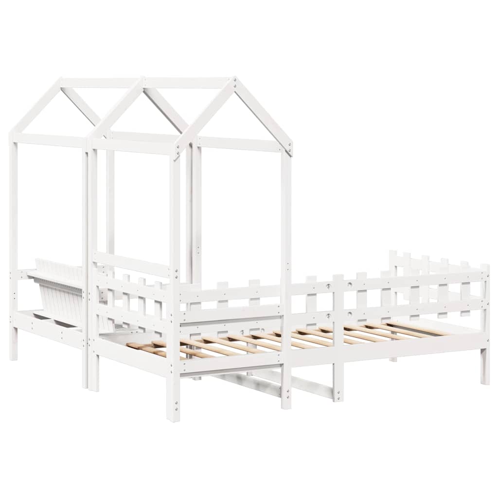 Kinderbed met huisje en bankje massief grenenhout wit 80x200 cm is nu te koop bij PeponiXL, paradijselijk wonen!