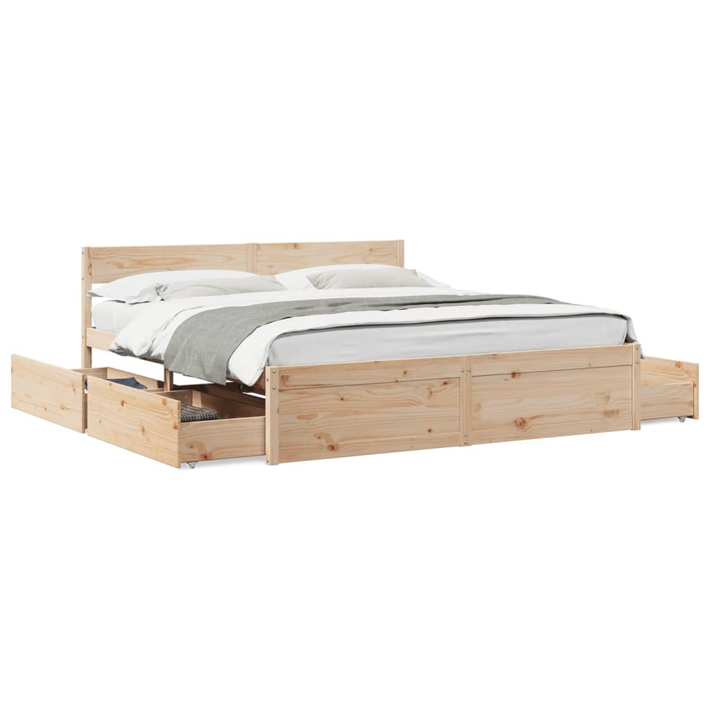 Bedframe zonder matras massief grenenhout 200x200 cm is nu te koop bij PeponiXL, paradijselijk wonen!