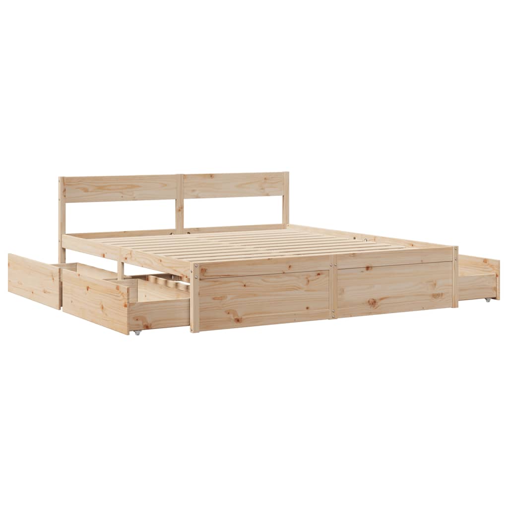Bedframe zonder matras massief grenenhout 200x200 cm is nu te koop bij PeponiXL, paradijselijk wonen!