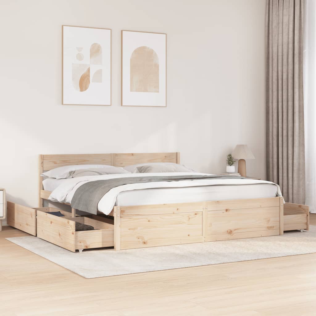 Bedframe zonder matras massief grenenhout 200x200 cm is nu te koop bij PeponiXL, paradijselijk wonen!