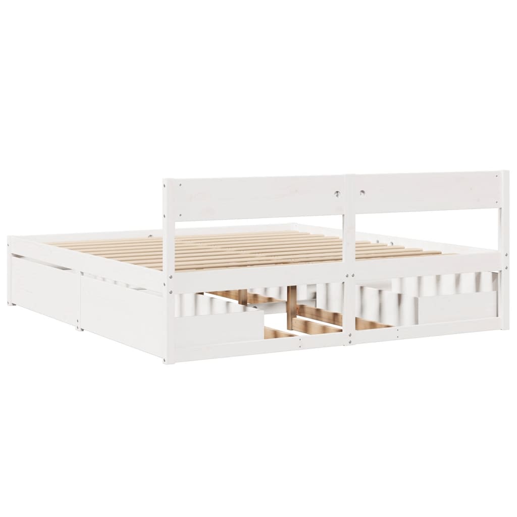 Bedframe zonder matras massief grenenhout wit 200x200 cm is nu te koop bij PeponiXL, paradijselijk wonen!