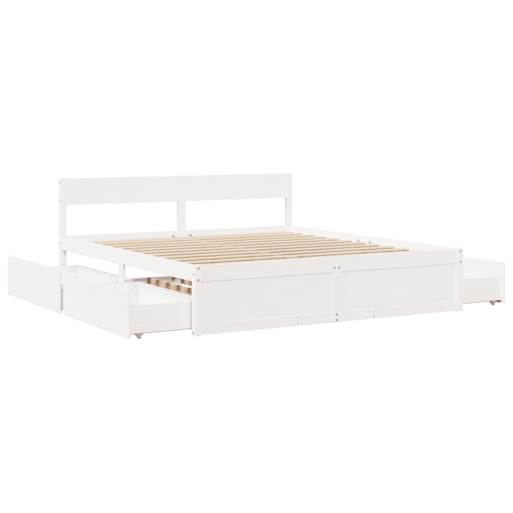 Bedframe zonder matras massief grenenhout wit 200x200 cm is nu te koop bij PeponiXL, paradijselijk wonen!