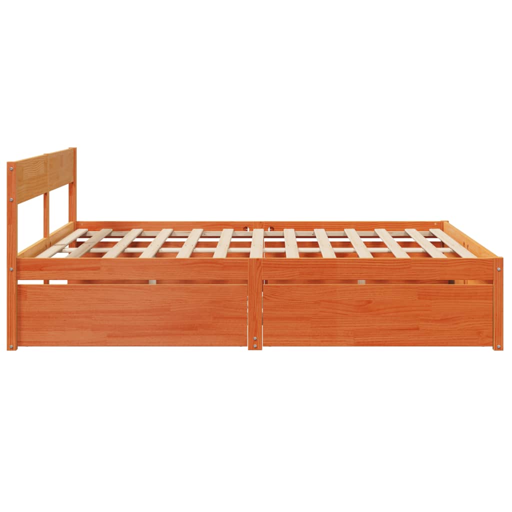 Bedframe zonder matras massief grenenhout wasbruin 200x200 cm is nu te koop bij PeponiXL, paradijselijk wonen!