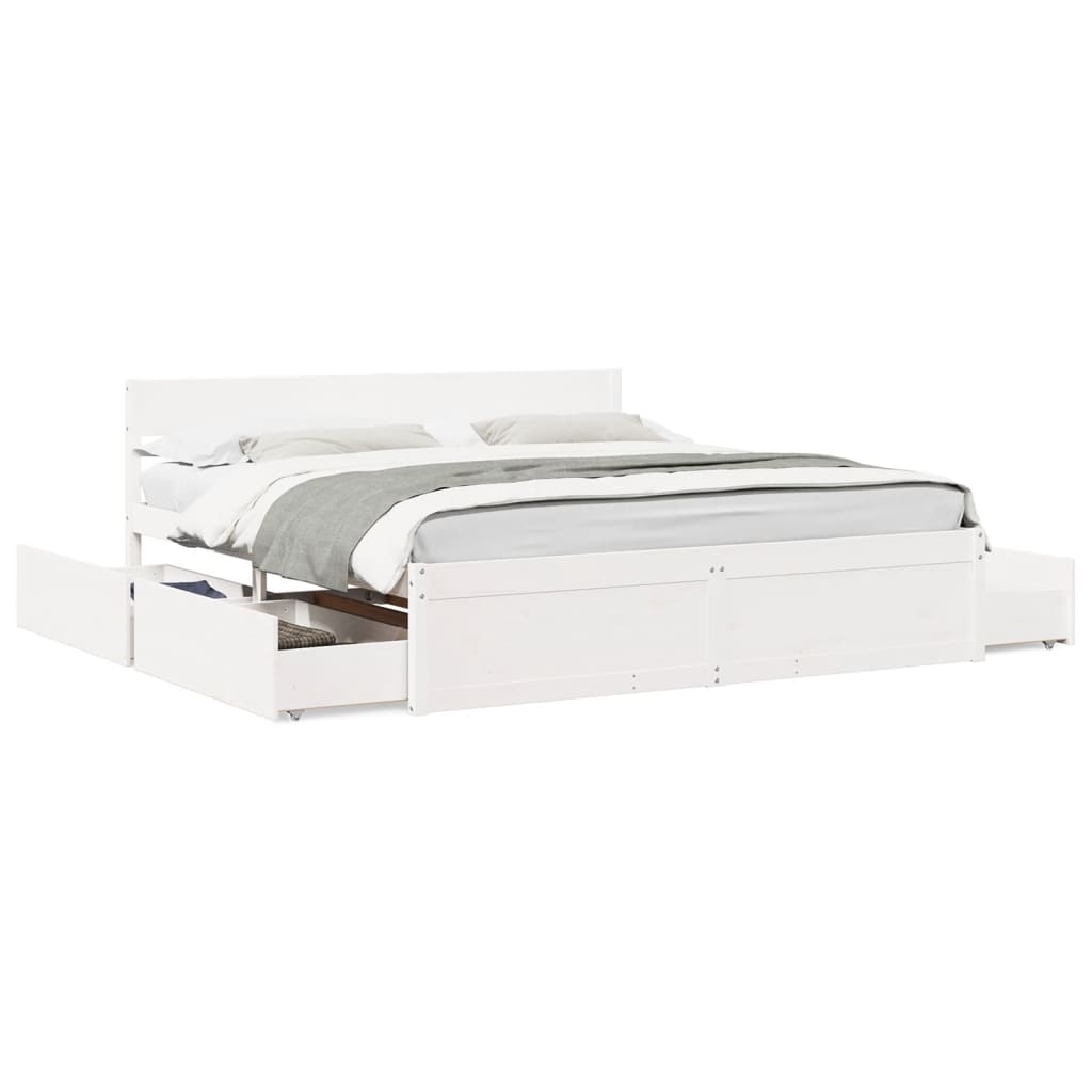 Bedframe zonder matras massief grenenhout wit 180x200 cm is nu te koop bij PeponiXL, paradijselijk wonen!