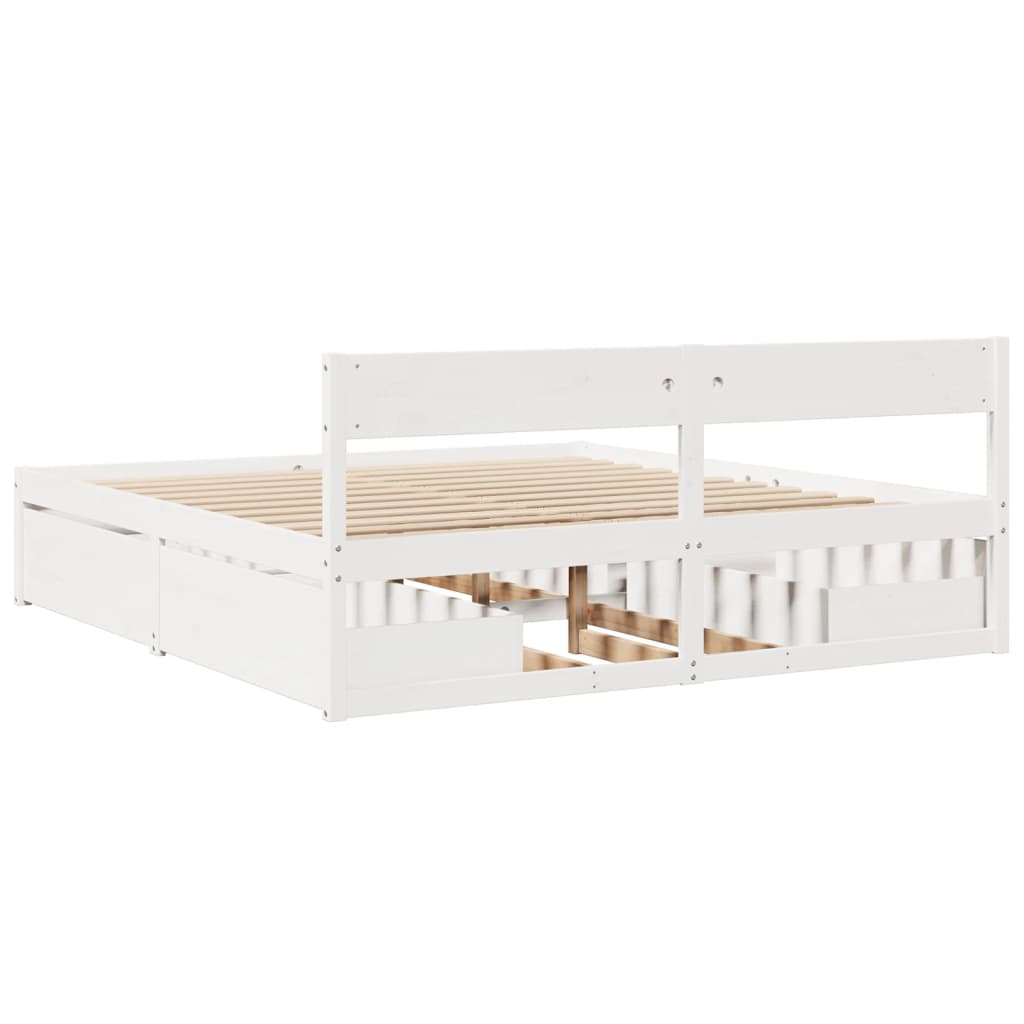 Bedframe zonder matras massief grenenhout wit 180x200 cm is nu te koop bij PeponiXL, paradijselijk wonen!