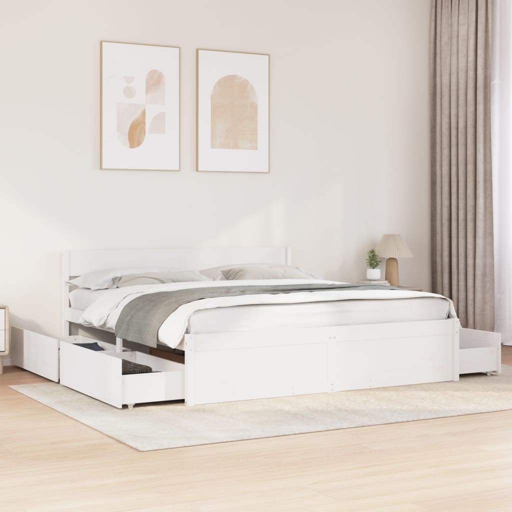 Bedframe zonder matras massief grenenhout wit 180x200 cm is nu te koop bij PeponiXL, paradijselijk wonen!