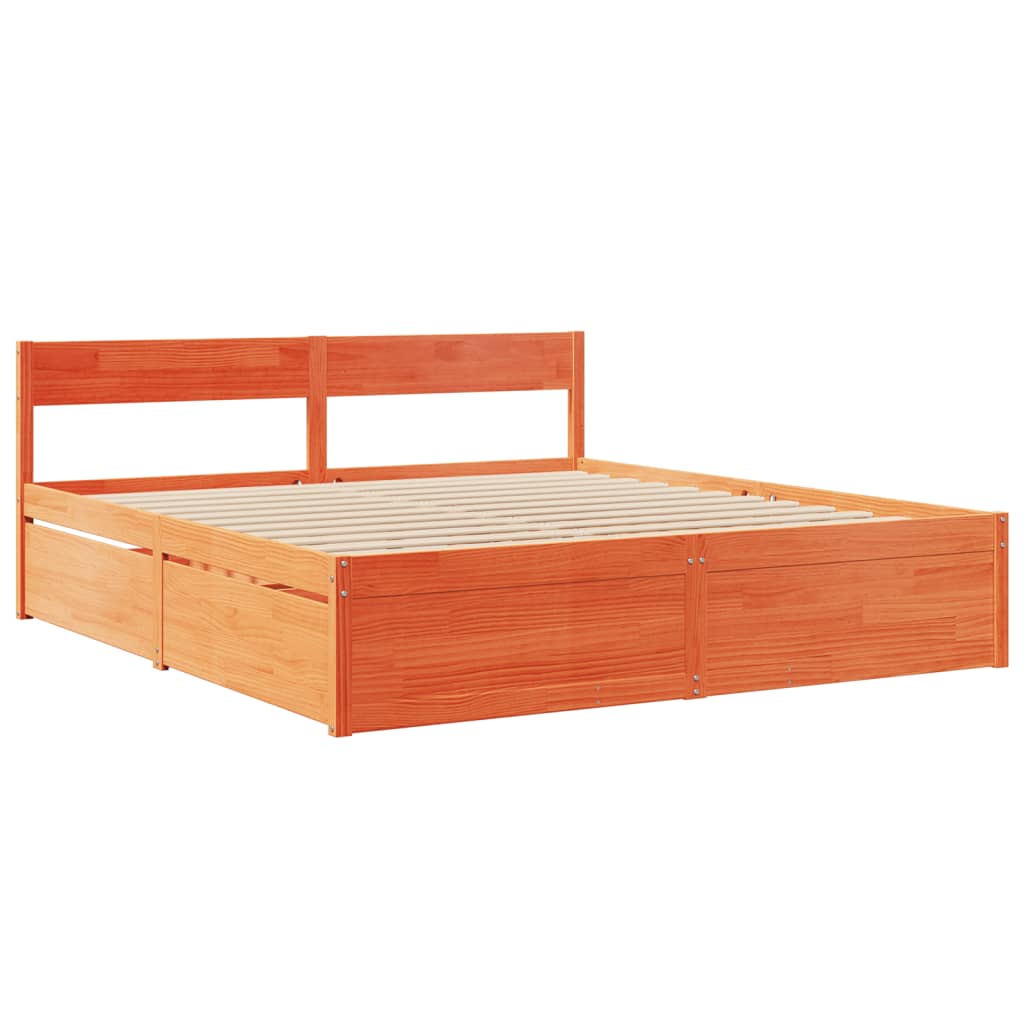 Bedframe zonder matras massief grenenhout wasbruin 180x200 cm is nu te koop bij PeponiXL, paradijselijk wonen!