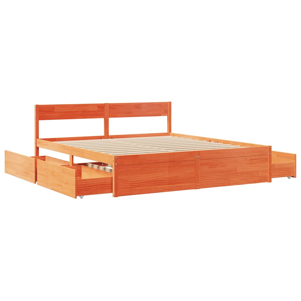 Bedframe zonder matras massief grenenhout wasbruin 180x200 cm is nu te koop bij PeponiXL, paradijselijk wonen!