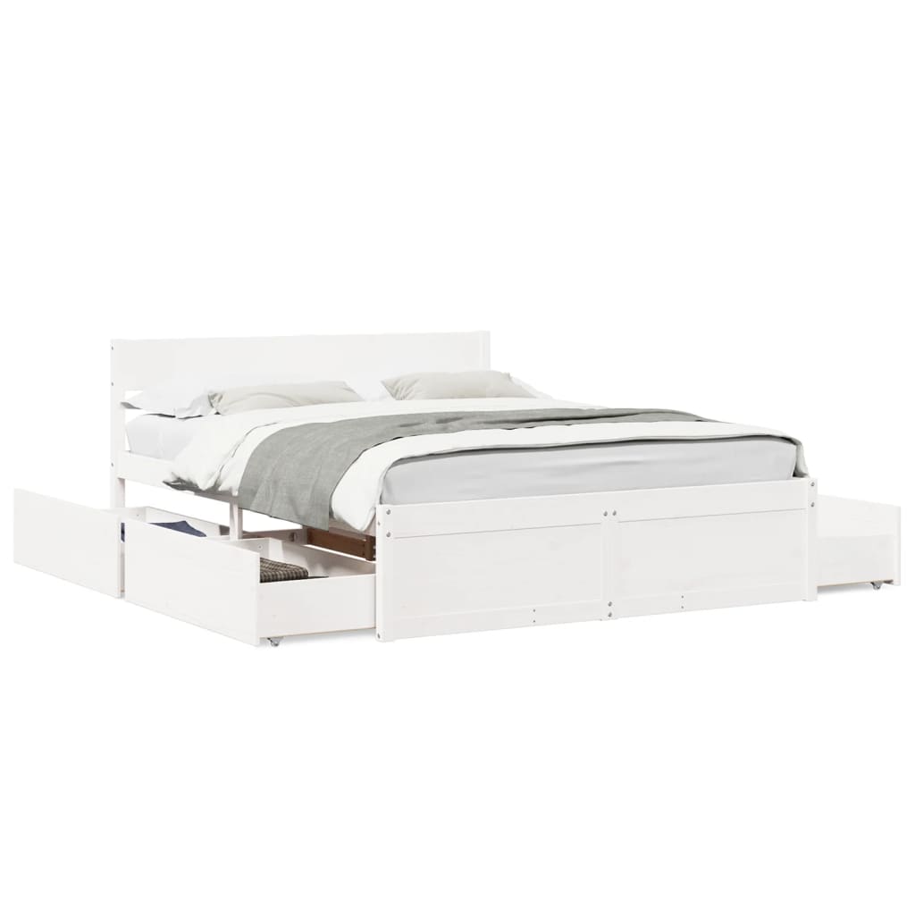 Bedframe zonder matras massief grenenhout wit 160x200 cm is nu te koop bij PeponiXL, paradijselijk wonen!