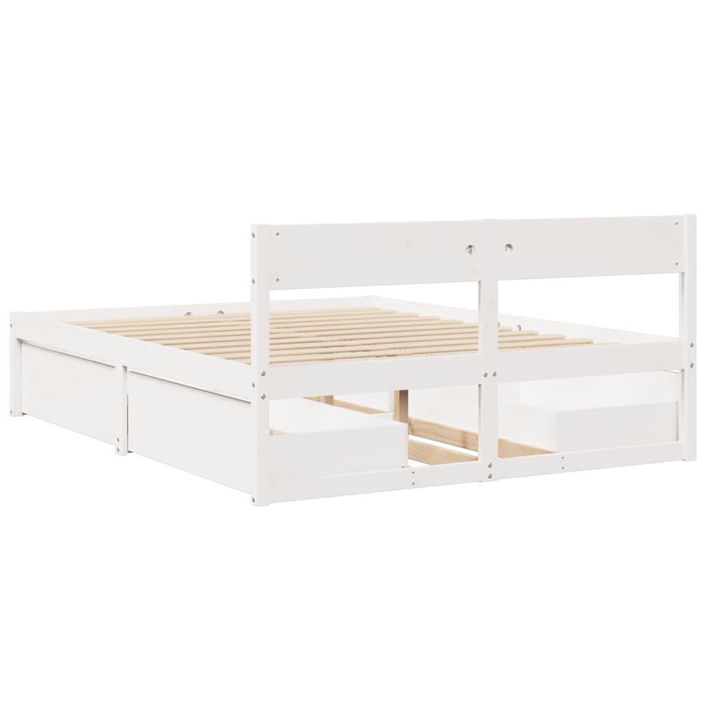 Bedframe zonder matras massief grenenhout wit 160x200 cm is nu te koop bij PeponiXL, paradijselijk wonen!