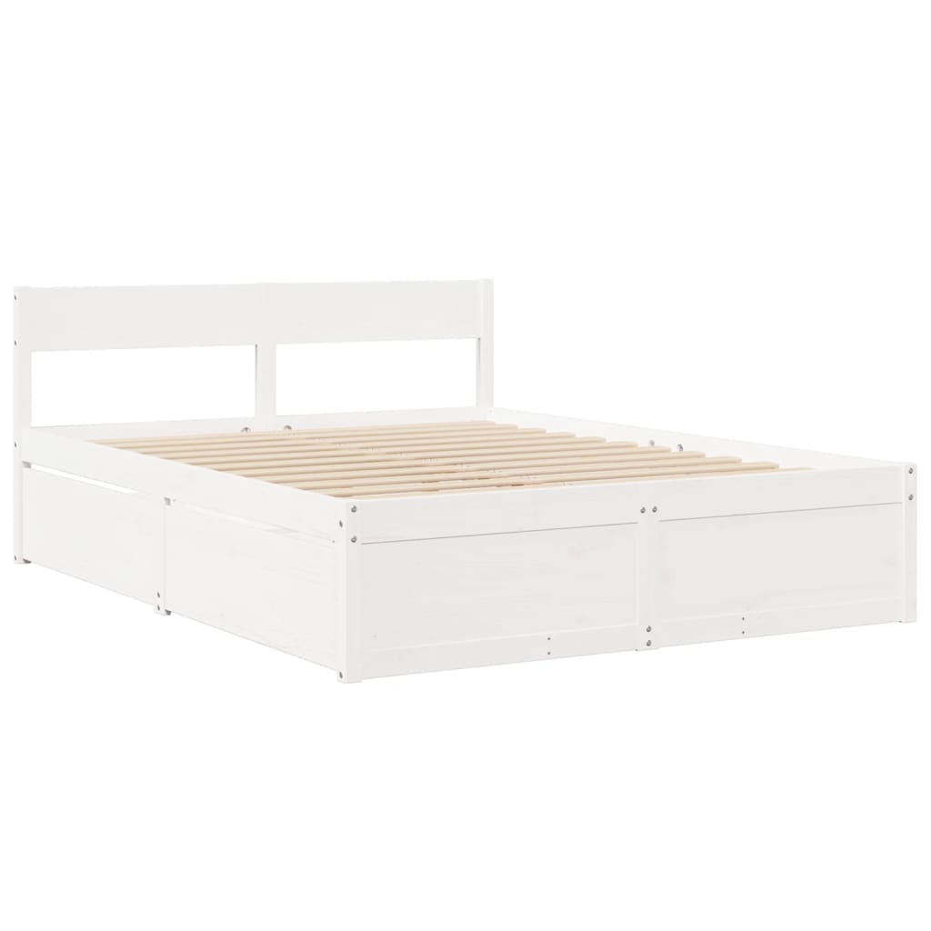Bedframe zonder matras massief grenenhout wit 150x200 cm is nu te koop bij PeponiXL, paradijselijk wonen!