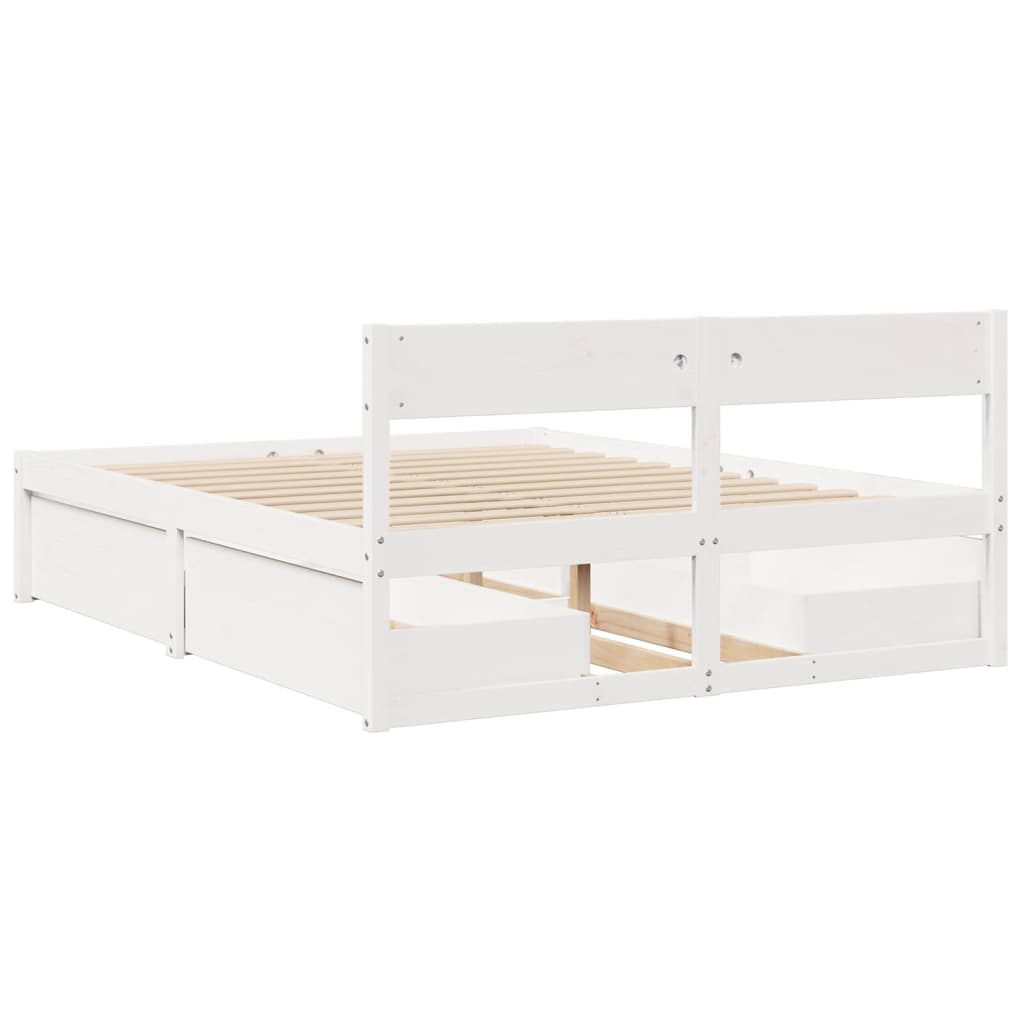 Bedframe zonder matras massief grenenhout wit 150x200 cm is nu te koop bij PeponiXL, paradijselijk wonen!