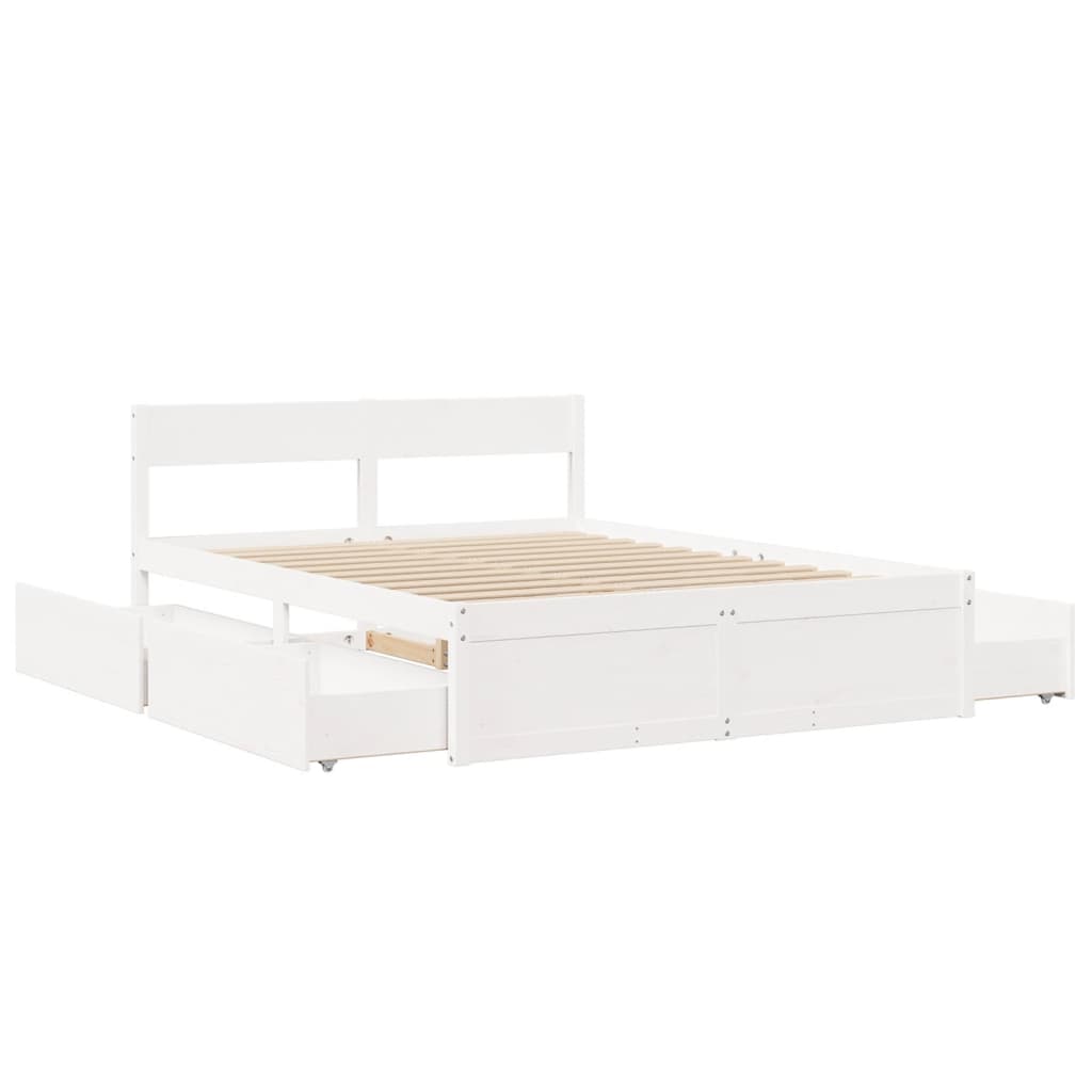 Bedframe zonder matras massief grenenhout wit 150x200 cm is nu te koop bij PeponiXL, paradijselijk wonen!