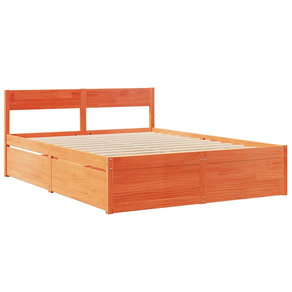 Bedframe zonder matras massief grenenhout wasbruin 150x200 cm is nu te koop bij PeponiXL, paradijselijk wonen!