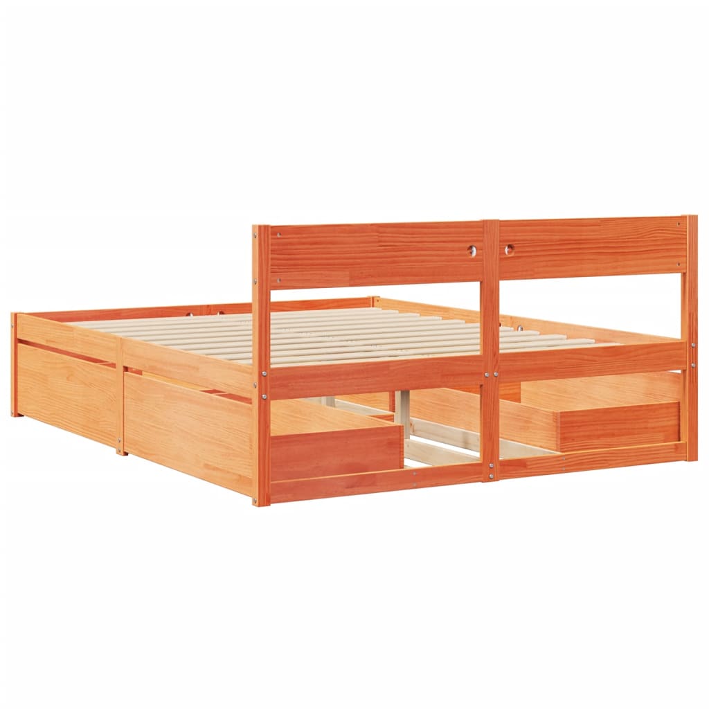 Bedframe zonder matras massief grenenhout wasbruin 150x200 cm is nu te koop bij PeponiXL, paradijselijk wonen!