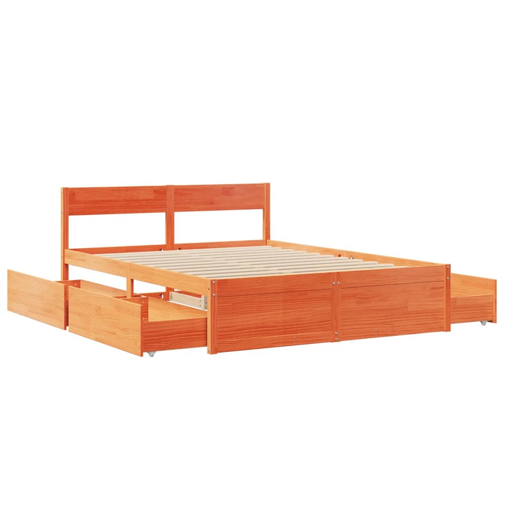 Bedframe zonder matras massief grenenhout wasbruin 150x200 cm is nu te koop bij PeponiXL, paradijselijk wonen!