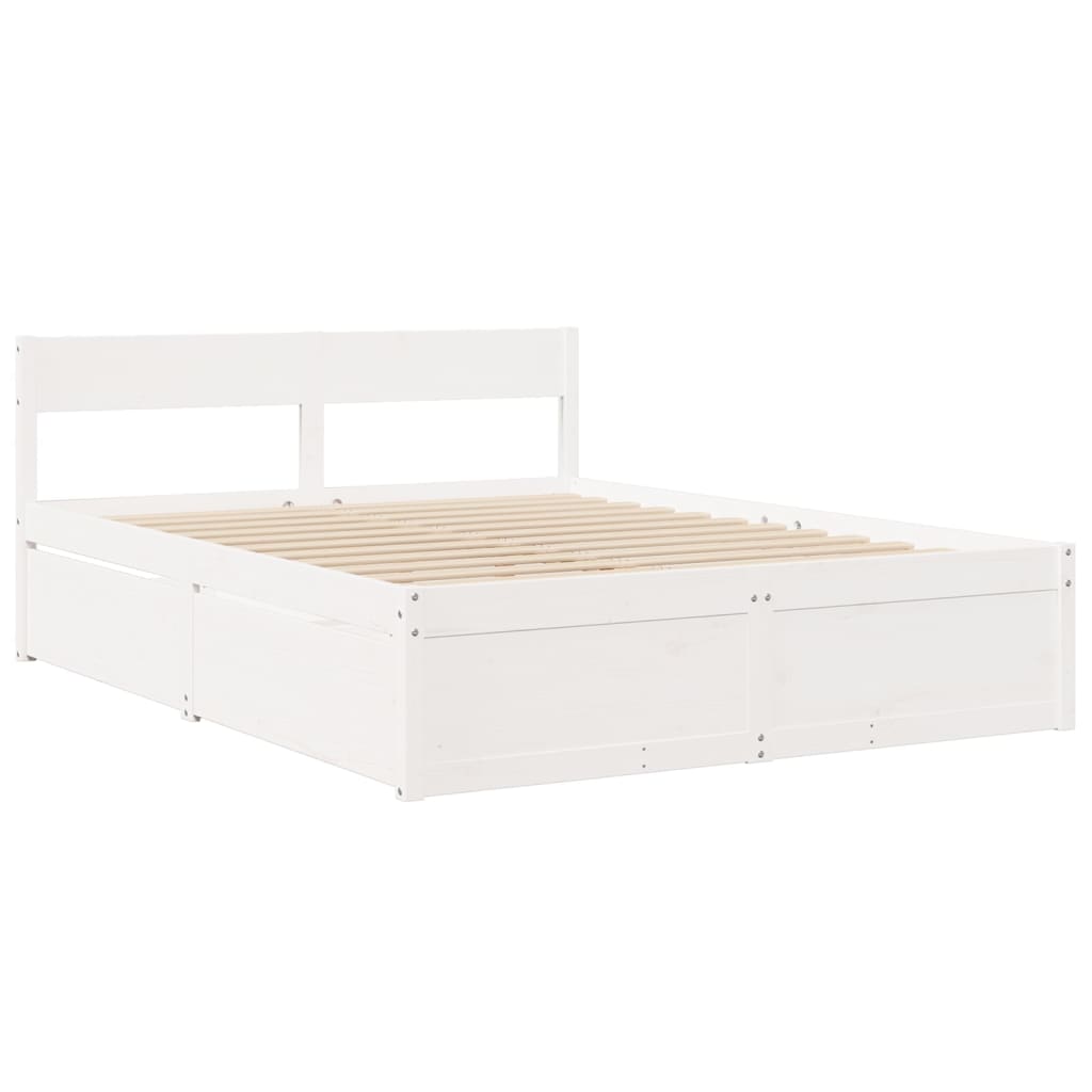 Bedframe zonder matras massief grenenhout wit 140x200 cm is nu te koop bij PeponiXL, paradijselijk wonen!