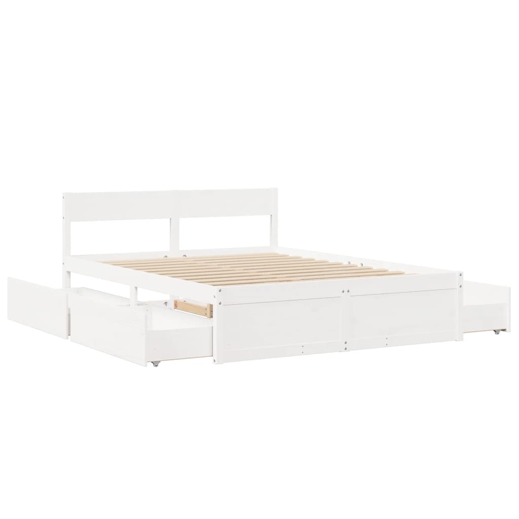 Bedframe zonder matras massief grenenhout wit 140x200 cm is nu te koop bij PeponiXL, paradijselijk wonen!