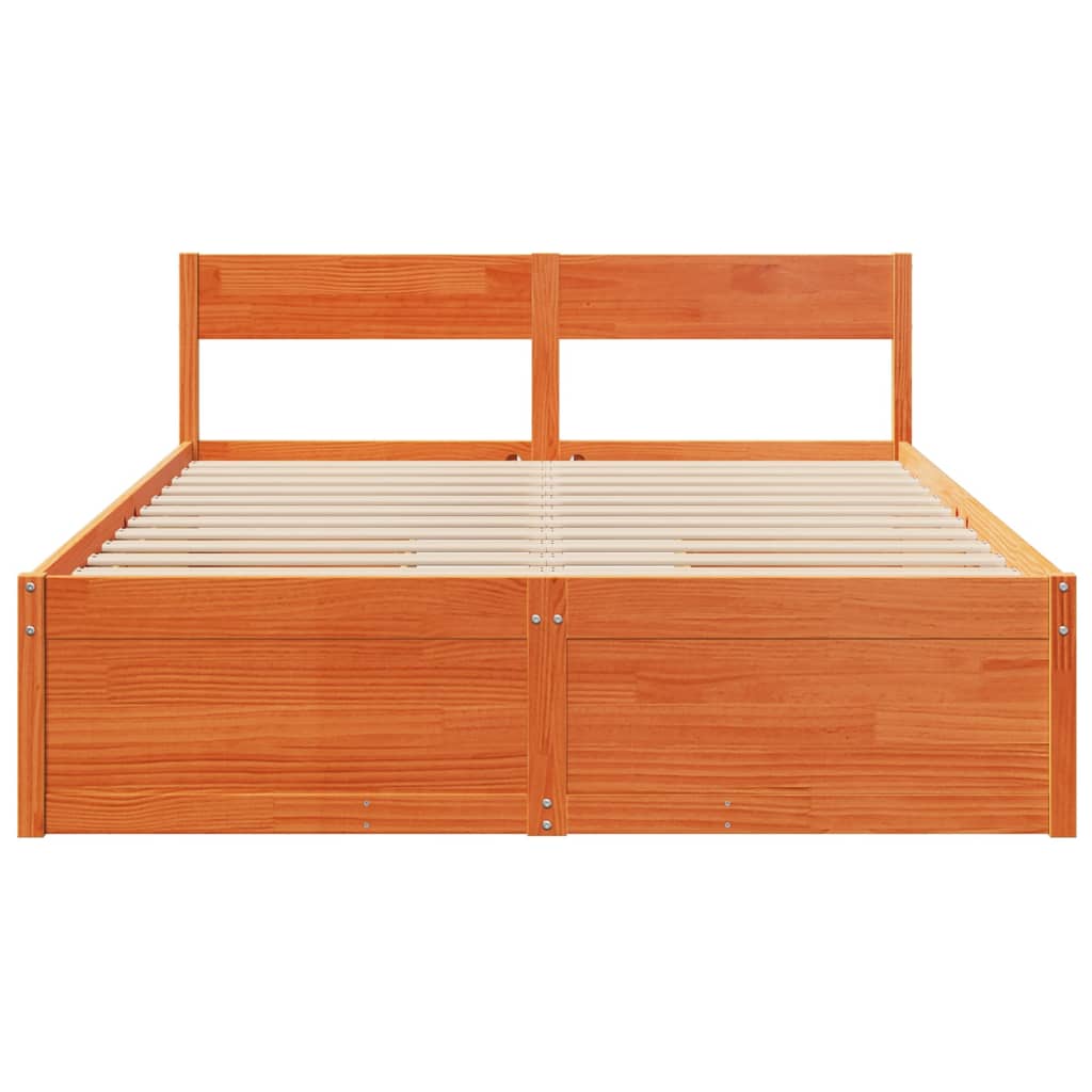 Bedframe zonder matras massief grenenhout wasbruin 140x200 cm is nu te koop bij PeponiXL, paradijselijk wonen!