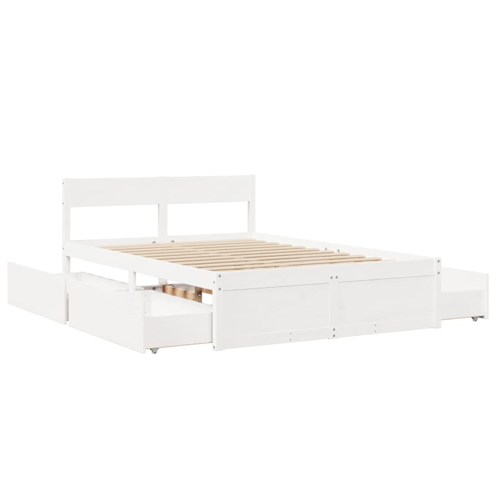 Bedframe zonder matras massief grenenhout wit 120x200 cm is nu te koop bij PeponiXL, paradijselijk wonen!