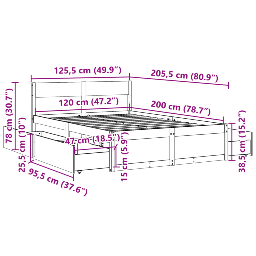 Bedframe zonder matras massief grenenhout wit 120x200 cm is nu te koop bij PeponiXL, paradijselijk wonen!