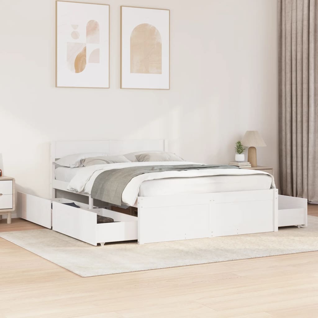Bedframe zonder matras massief grenenhout wit 120x200 cm is nu te koop bij PeponiXL, paradijselijk wonen!