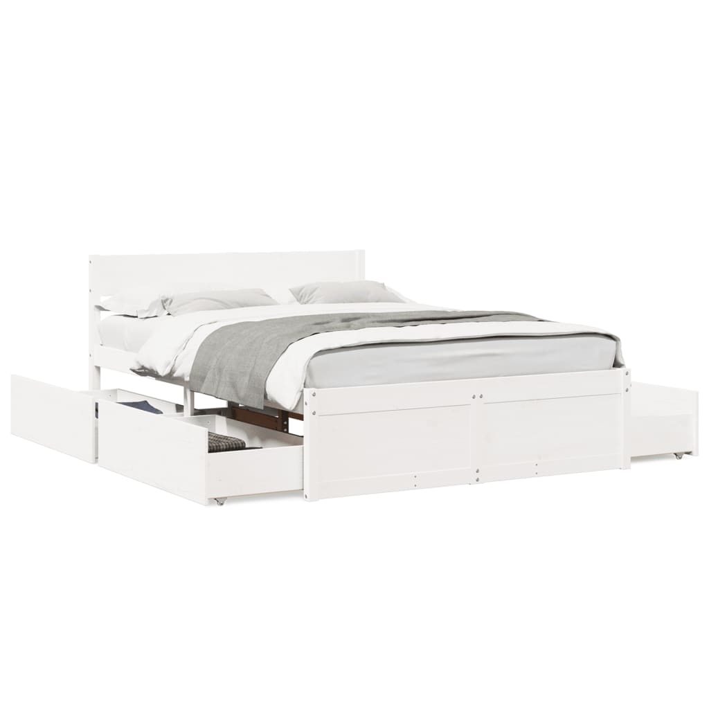 Bedframe zonder matras massief grenenhout wit 140x190 cm is nu te koop bij PeponiXL, paradijselijk wonen!