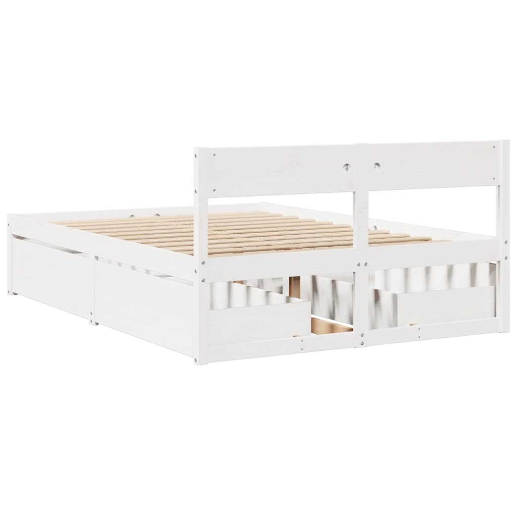 Bedframe zonder matras massief grenenhout wit 140x190 cm is nu te koop bij PeponiXL, paradijselijk wonen!