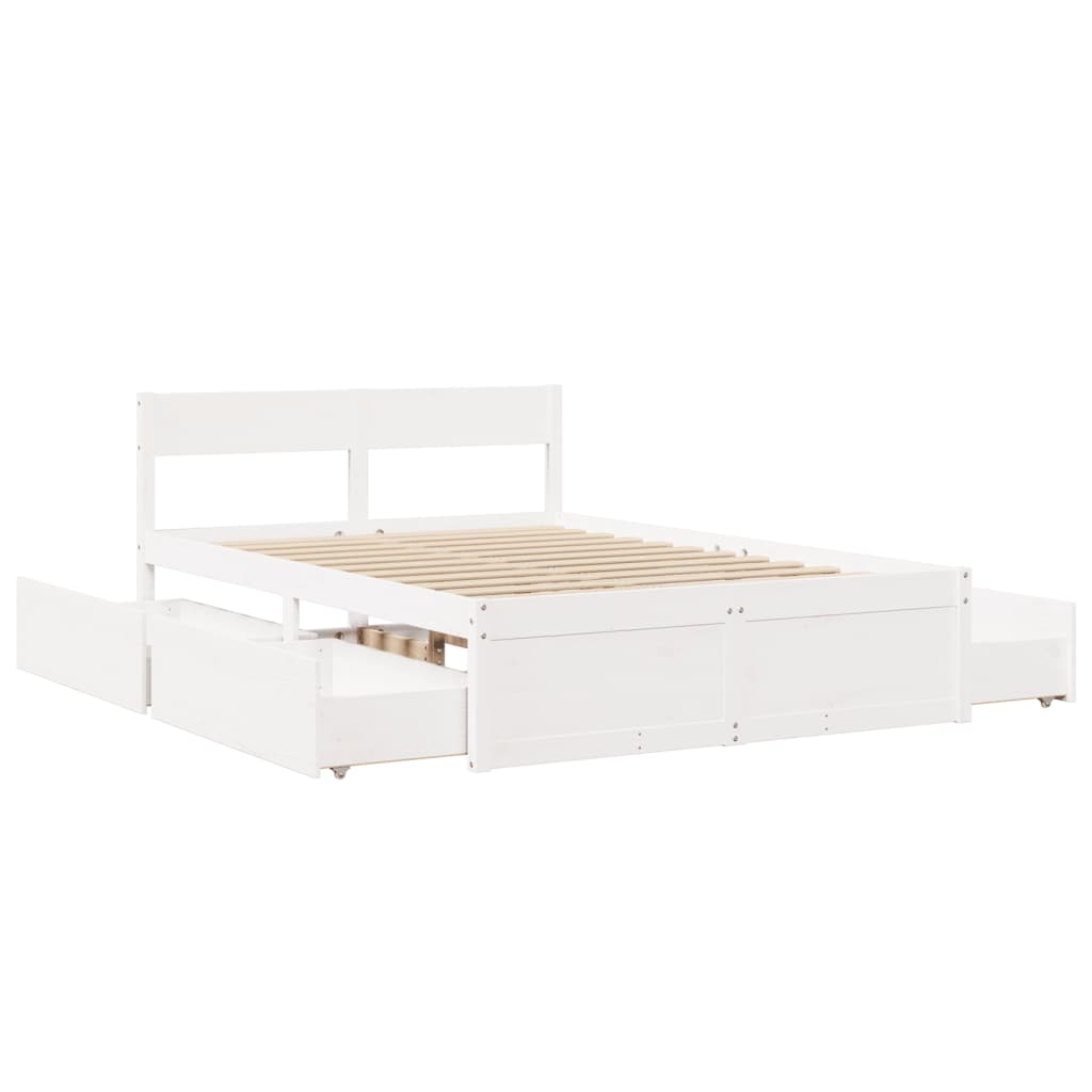 Bedframe zonder matras massief grenenhout wit 140x190 cm is nu te koop bij PeponiXL, paradijselijk wonen!