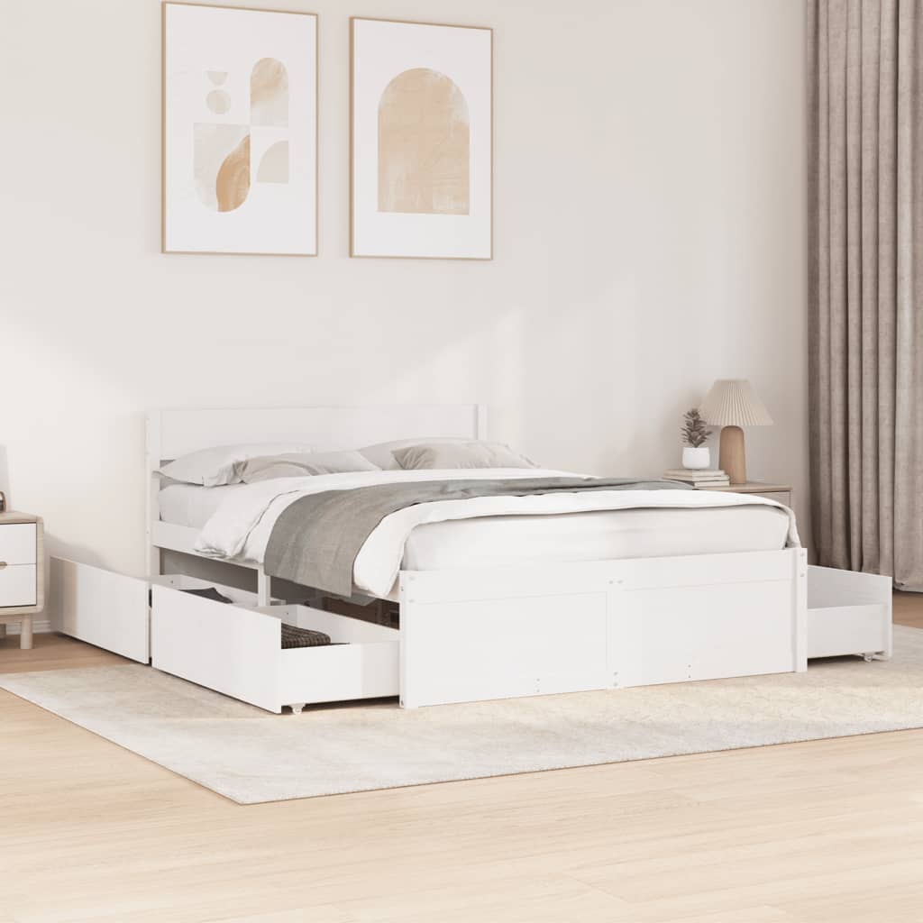 Bedframe zonder matras massief grenenhout wit 140x190 cm is nu te koop bij PeponiXL, paradijselijk wonen!