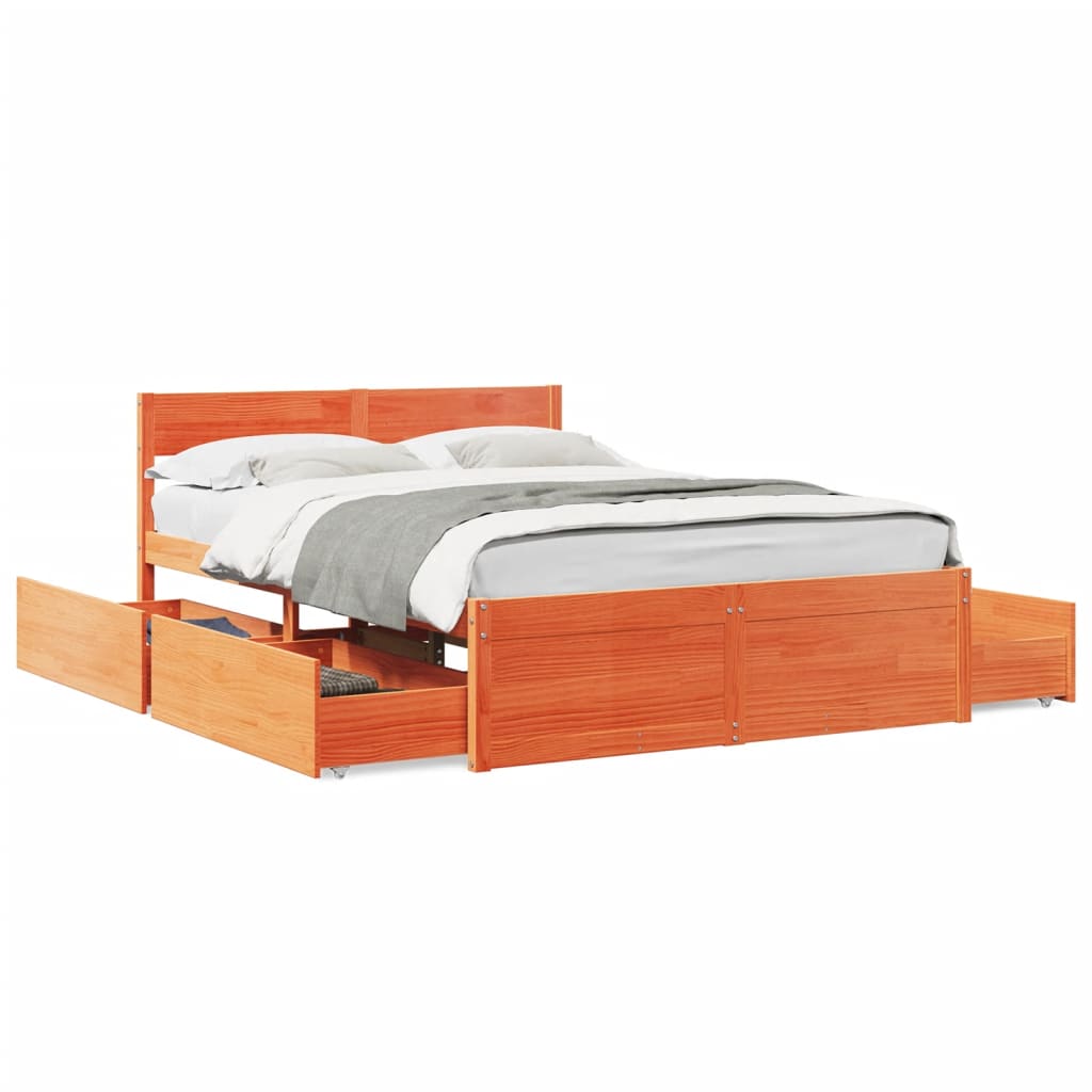 Bed met matras massief grenenhout wasbruin 140x190 cm is nu te koop bij PeponiXL, paradijselijk wonen!